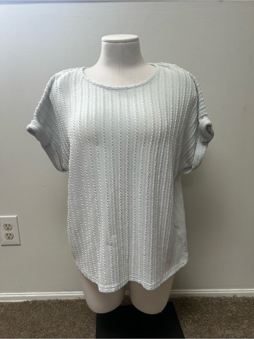 Bundle - Two knit tops with vertical textured stripes.